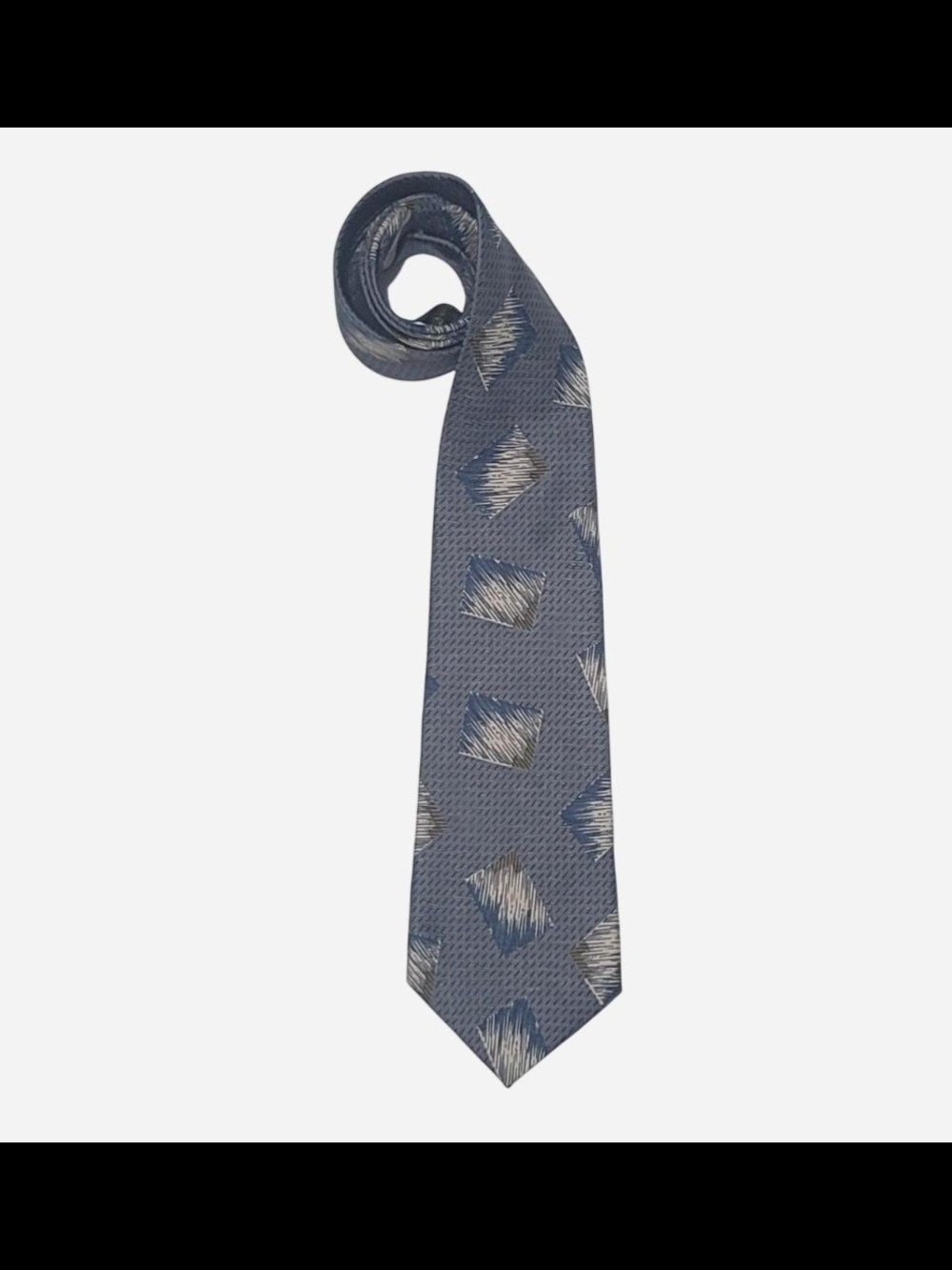 Giorgio Armani Gray Geometric Pattern 100% Silk Tie